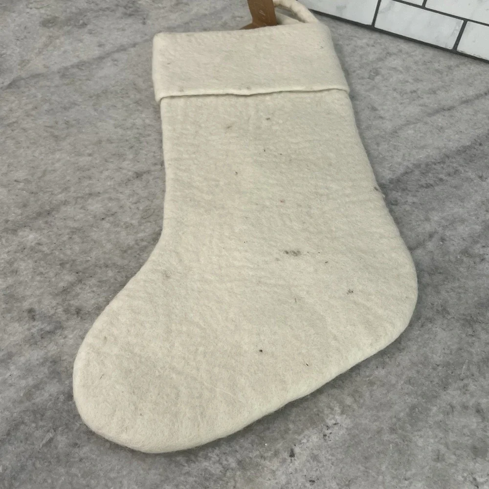 Christmas Stocking West Elm White Felt Holiday Decor Ice Skate Isla
